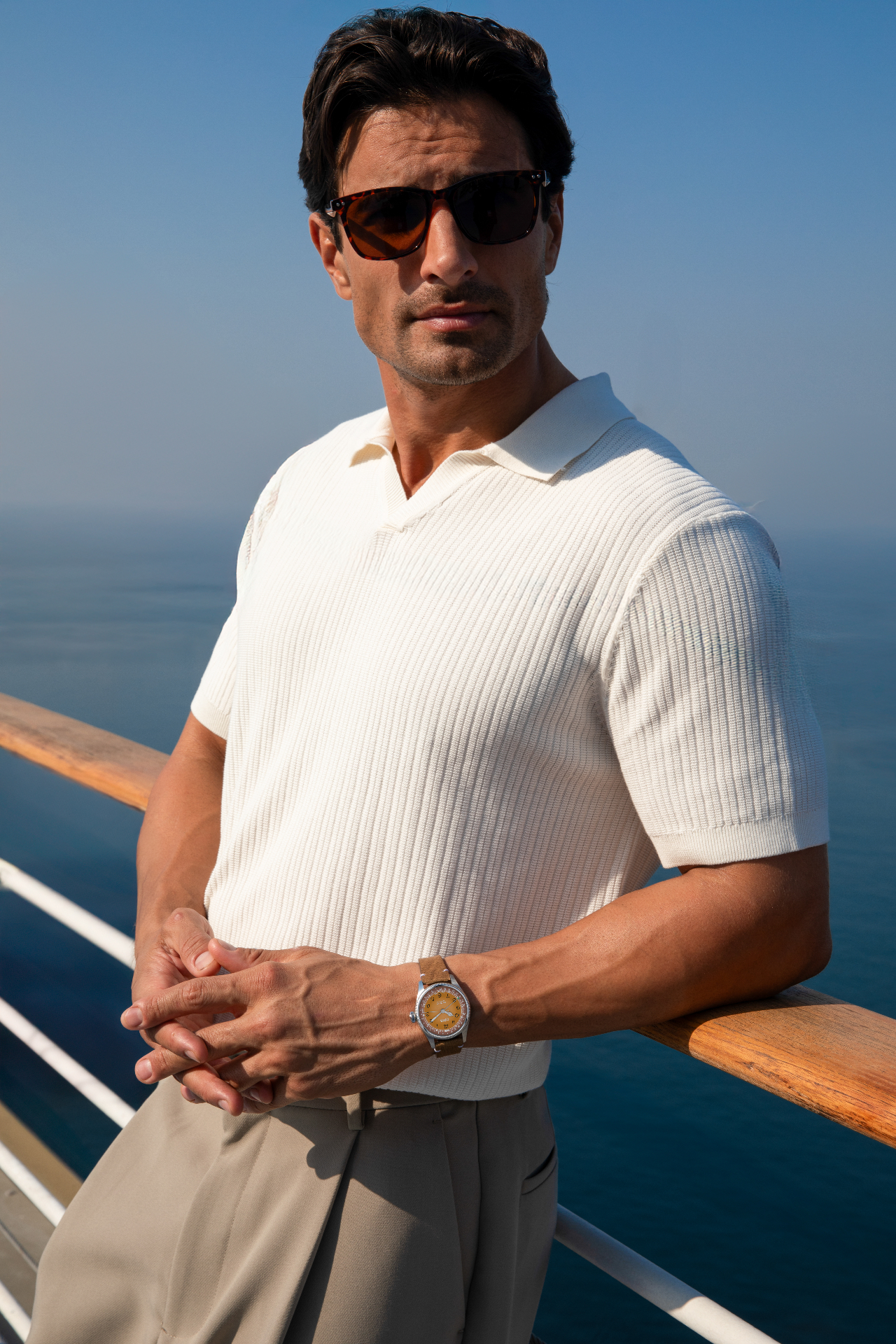 Oris campaign portrait on deck