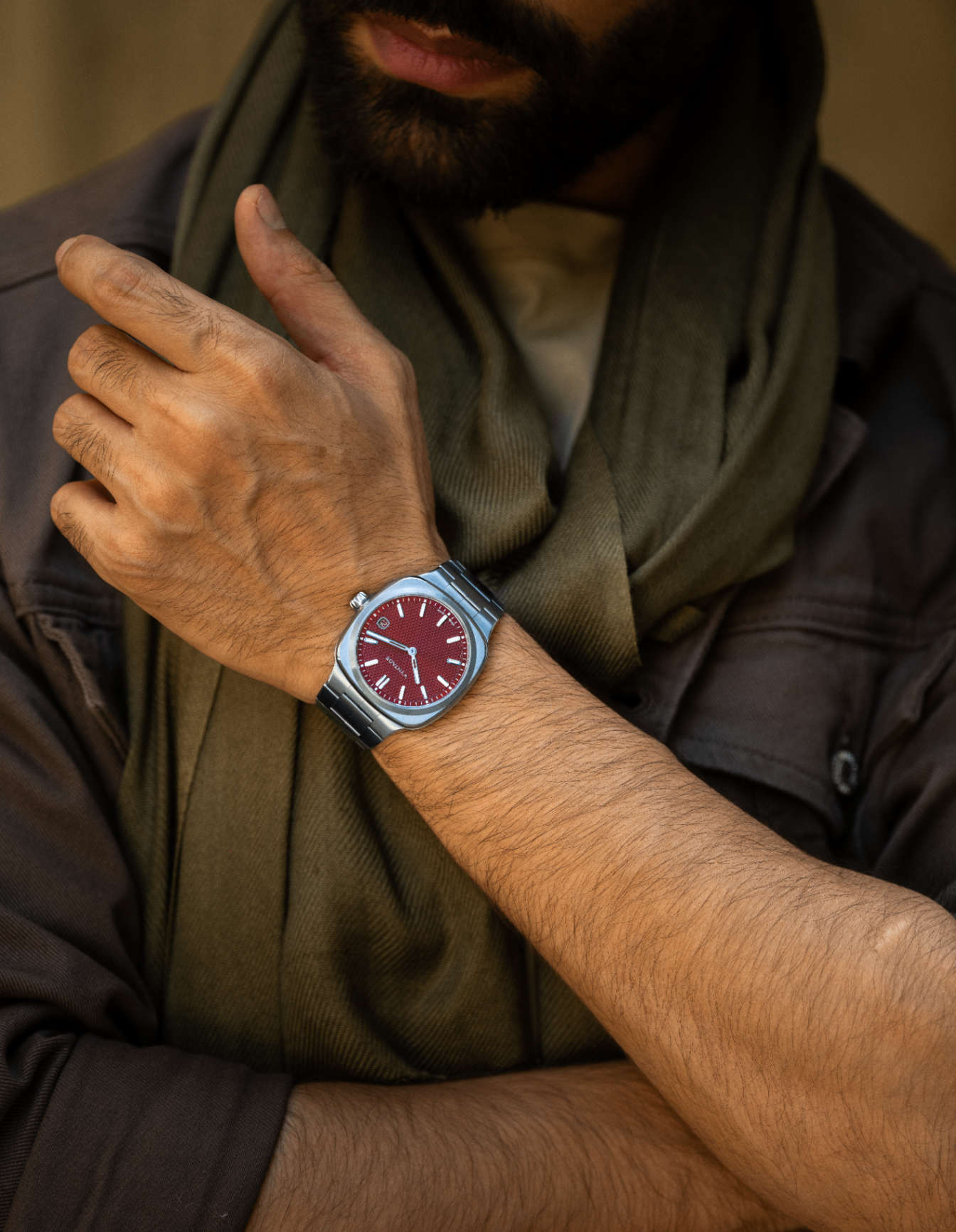 Strata timepiece worn on wrist