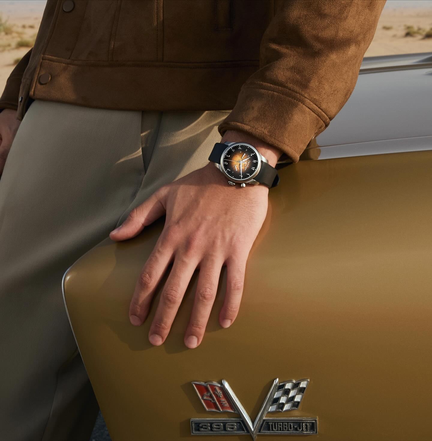 Vyntage Monograph Pumpkyn on the wrist, desert car shoot